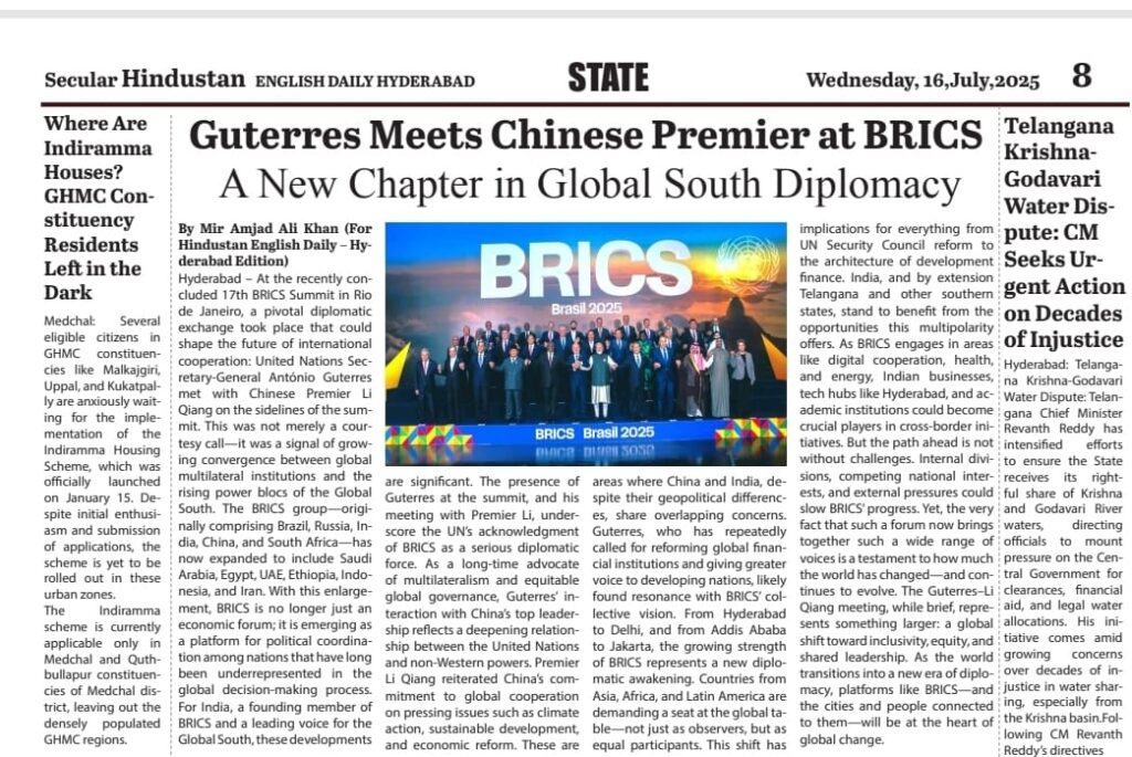 Guterres Meets Chinese Premier at BRICS